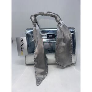 Nina Metallic Satchel Bag in Silver